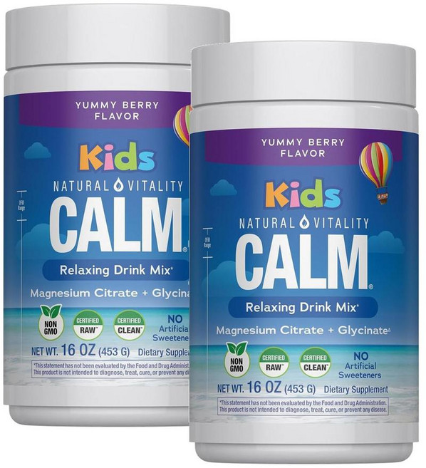 내추럴 바이탈리티 캄 마그네슘 시트레이트 드링크믹스 믹스베리맛 Natural Vitality Calm Kids Magnesium, 2개, 453g