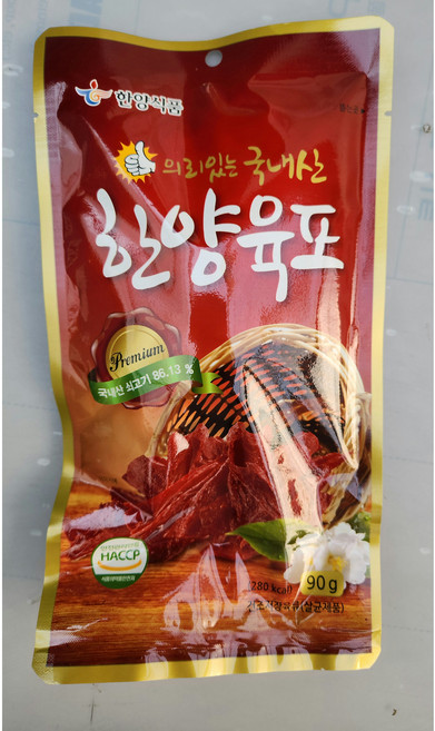한양식품 소고기육포 [중포장] 국내산 마른안주 영양간식 가정용 업소용 식당식자재 도매가, 3개, 90g