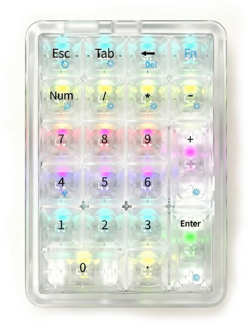 키블록스 F21 투명 숫자 키패드 넘패드 21키, 유선, 클리어