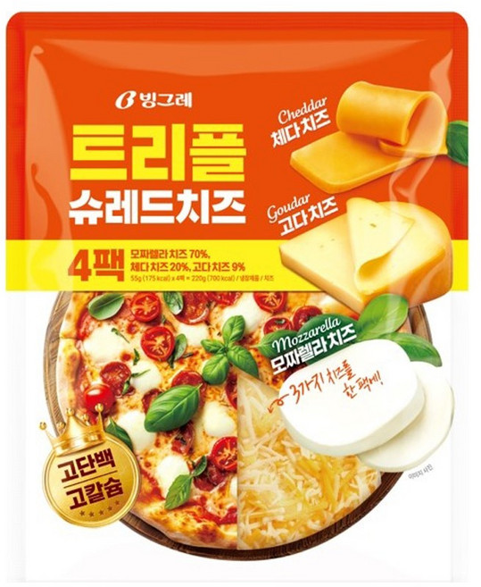 빙그레 트리플 슈레드 치즈, 1개, 220g