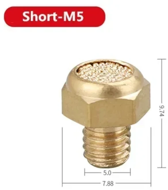 공압 배기 머플러 1/8 1/4 3/8 1/2 BSP 공기 소음 용 수나사 황동 조정 가능한 긴 짧은 BSL M5, 15 Short-M5