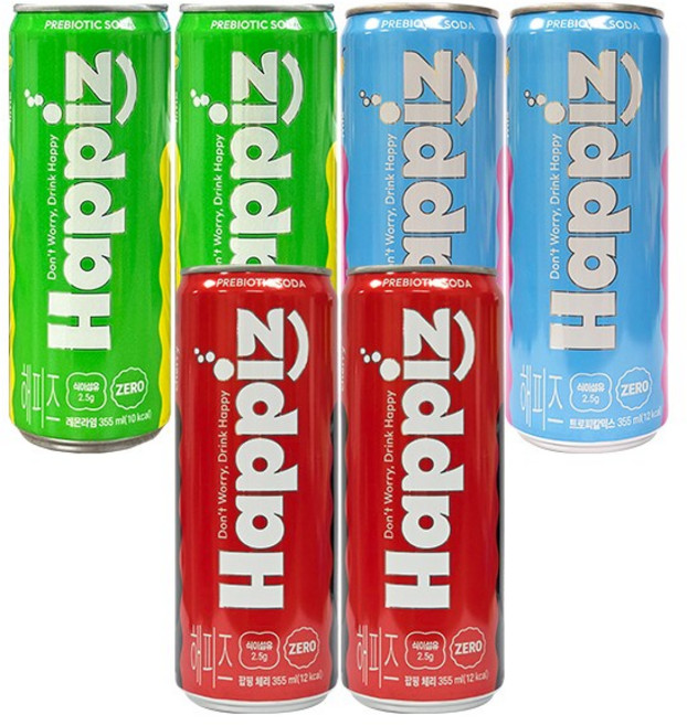 롯데칠성 해피즈 355ml (레몬라임+트로피칼믹스+팝핑체리), 2세트, 1.065L