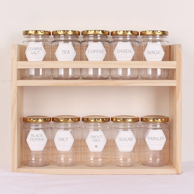 어바웃트리 감성라벨 2단 양념통세트 (금속골드), 1세트, D10 (트라이탄200x10개) 금속골드