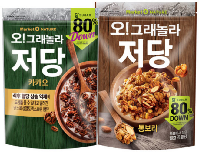 오리온 오 그래놀라 저당 카카오 통보리, 2개, 330g