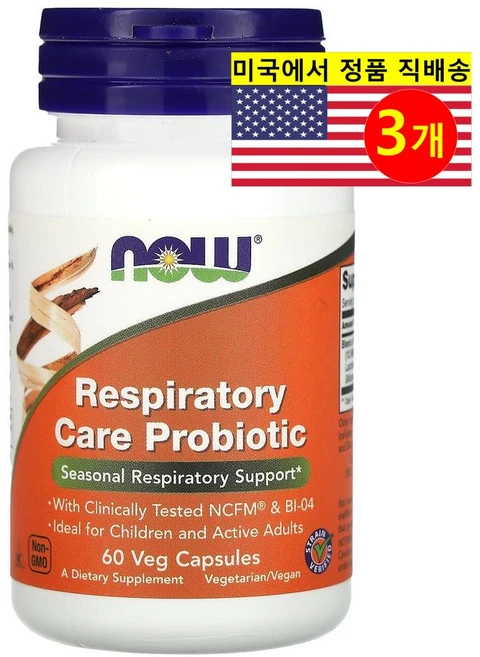 NOW 나우 호흡기 케어 프로바이오틱 Respiratory Care Probiotic, 60정, 3개 - 쿠팡