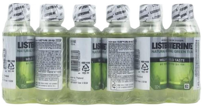 리스테린 치아 이빨 내추럴 그린티 가글 미니 마일드 100ml 6개입 세정 양치, 1개