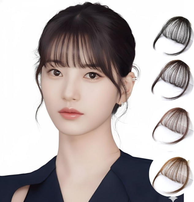 모리엔 자연스러운 앞머리 가발 부분가발 헤어피스 볼륨 시스루뱅 단발 긴머리 여성 여자, 1개, 다크브라운