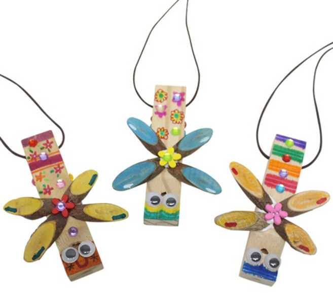 잠자리 나무 피리 만들기 5개 세트 목걸이 피리, 1세트, 1인용 5개