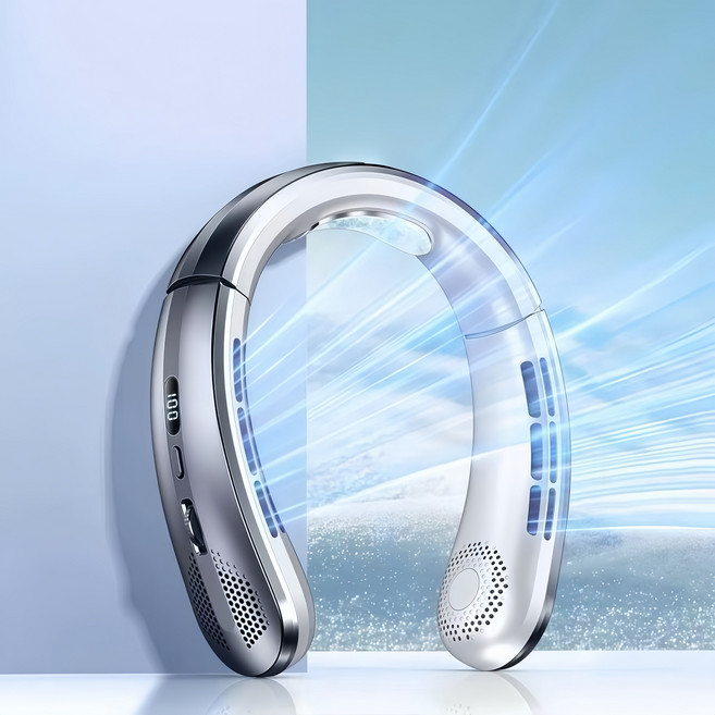 [하루마켓] 고출력 대형 냉각패드 무선 넥밴드 넥에어컨 목걸이 휴대용 선풍기, HR-회색, HR-L37