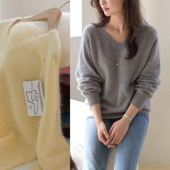 10컬러 부드러운 홀가먼트 울 캐시미어 니트 가을 겨울 여성 니트티 모너블