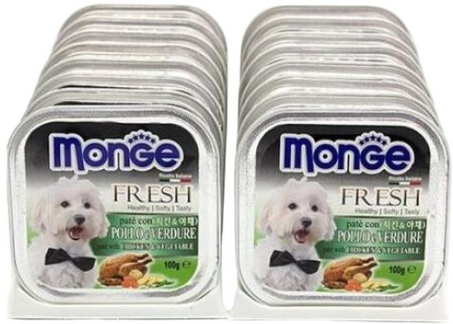 강아지사료 이태리산 몽이 치킨야채 사각캔 100g 16개 영양간식
