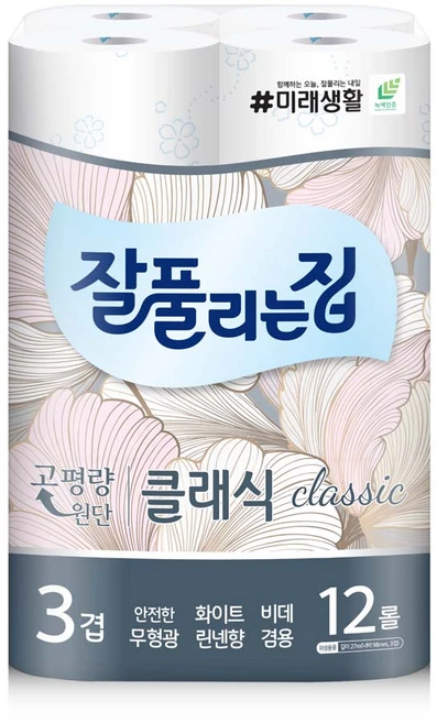 롤 화장지 깨끗한 휴지 3겹 12롤 클랙식 추천 사무실 오피스 두루마리 탕비실 대량 구매 단체 가정 용 집들이 선물 공공 장소 다목적 가성비 다용도 실용 리빙, 27m, 12개입, 1개 - 쿠팡