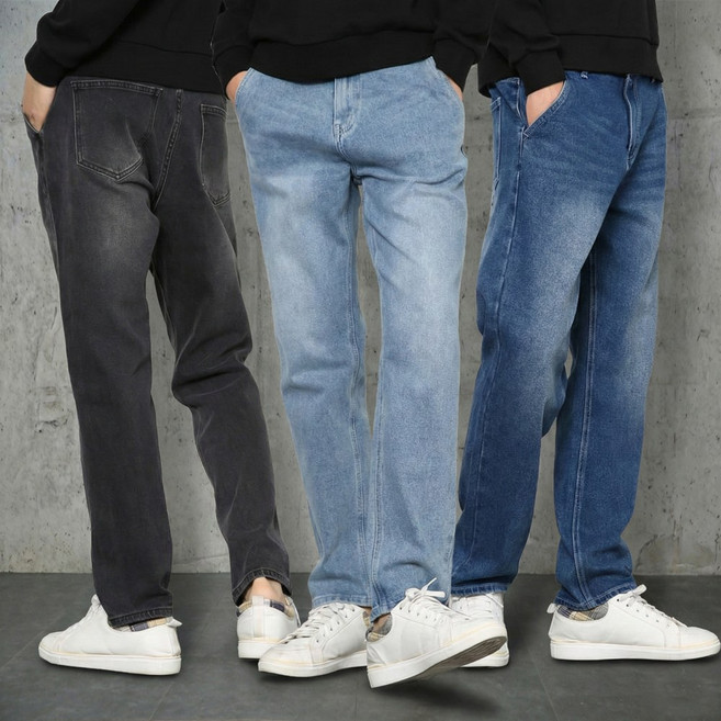 남자청바지 빅사이즈 테이퍼드 5컬러 캣워싱 스판 데님