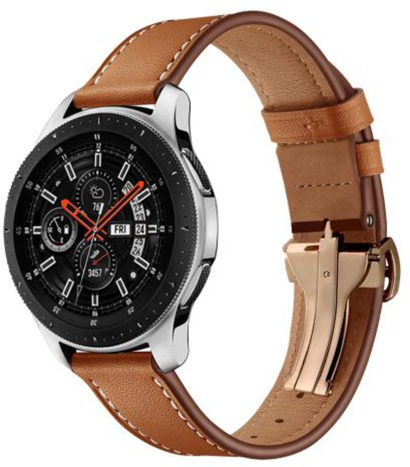 엔인원 갤럭시워치 호환 가죽 스트랩 싱글폴딩 디버클 시계줄 20mm, 로즈골드 디버클 / 브라운 스트랩(20mm)
