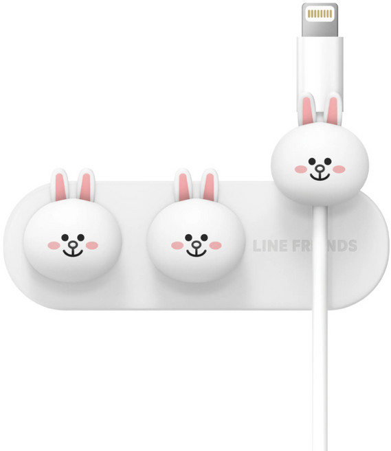 elago LINE FRIENDS 2Way磁吸自黏式理線器 可愛造型 桌面收納, 兔兔, 1個