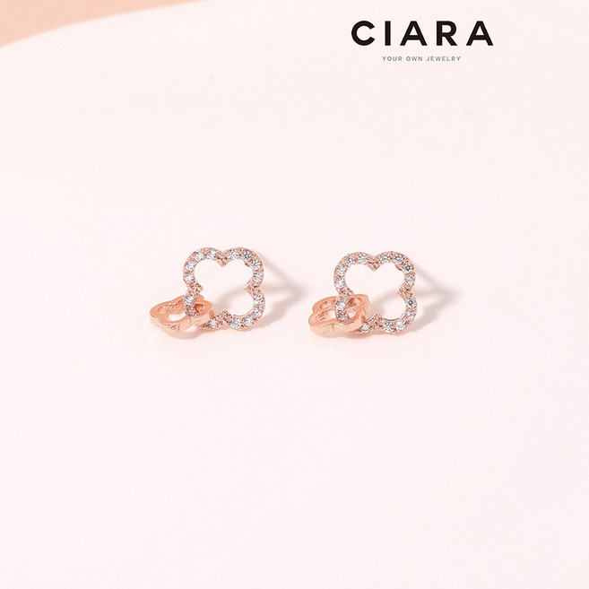 CIARA 14K Riomaggiore 클로버 샤인크로스 귀걸이(SilverPin)