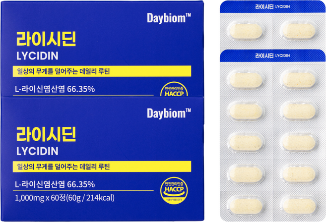 데이바이옴 라이시딘 L 라이신 아연 베타글루칸 프로폴리스 헤스피리딘 LYSINE 엘리신, 2개, 60정
