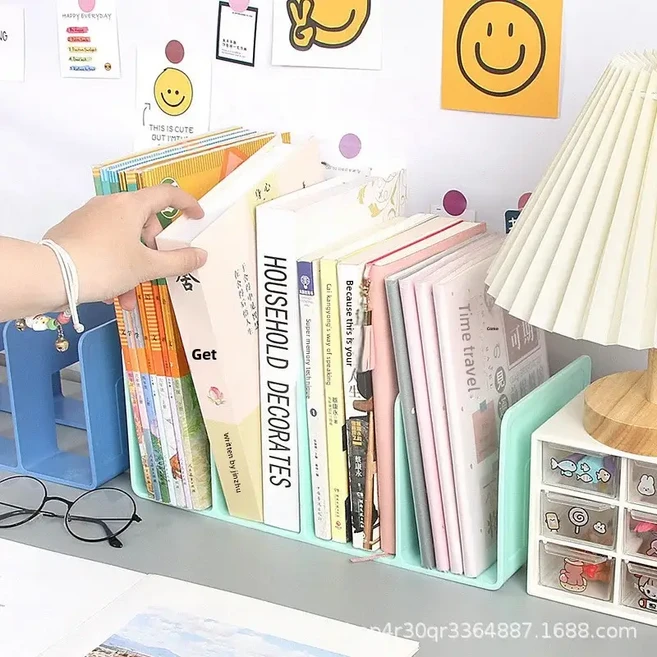 데스크탑 북엔드 오거나이저 네 칸 대 책꽂이 책상 액세서리 수납 솔루션 사무실 문화 교육용, 3 열 책 받침대/층층 나무 가루