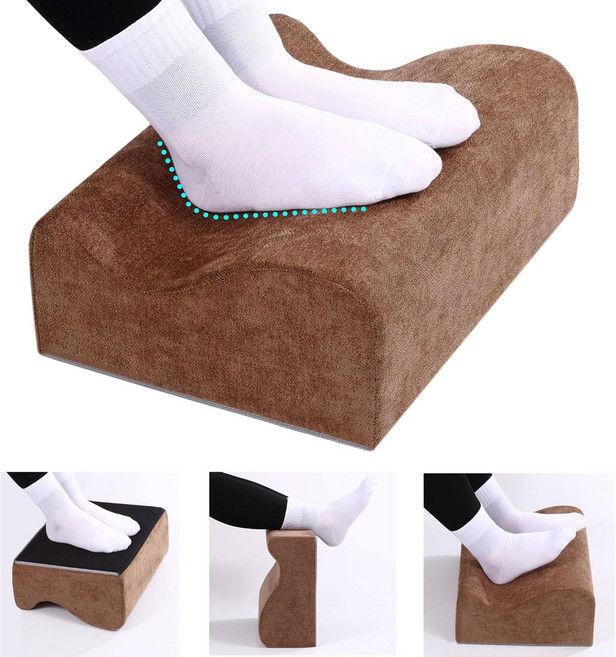 직장에서 책상 밑을 위한 발 받침대 부드러운 인체공학적 지지 베개 힐 의자 다리 높이 (파란색), Brown