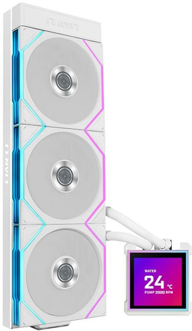 리안리 하이드로시프트 II-S LCD 360 액체 CPU 쿨러 - 3.4인치 IPS LCD 정사각형 화면 - 데이지 체인 - 저소음 - 인텔 L, 3.4" Square LCD, 360 TL - White