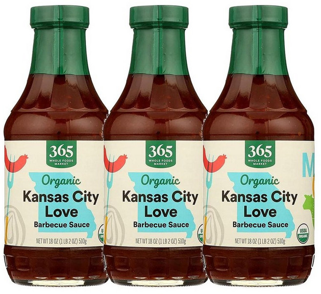 365 Whole Foods Market 365 홀푸드마켓 바베큐 소스 캔사스 시티 러브 510g, 3개