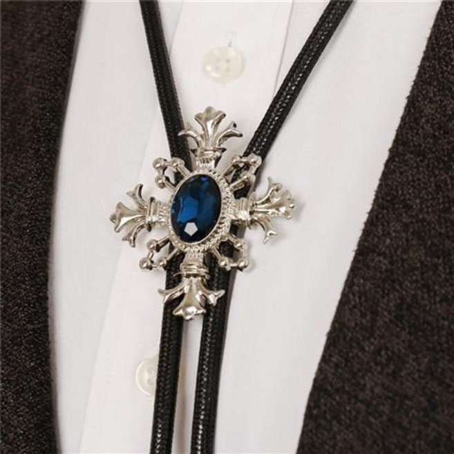 臺南出貨 男領帶 韓風波洛領帶 BOLO TIE 西部牛仔襯衫領結 領繩 時尚項鏈領繩 Q S Y, 1個, 藍色 蠟繩