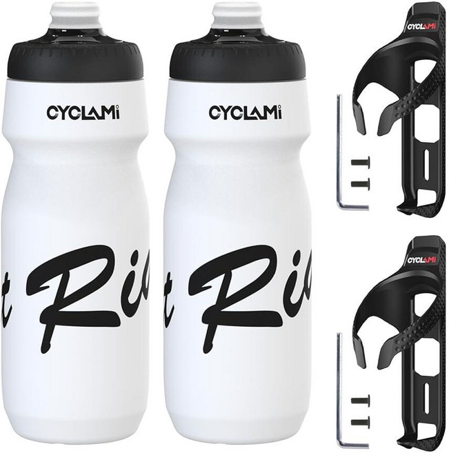 CYCLAMI Bike Water Bottle 650ml with Bottle Cage for AirTag Holder – BPA-Free Leakproof Squeeze Cy, CYCLAMI Bike Water Bottle 650m