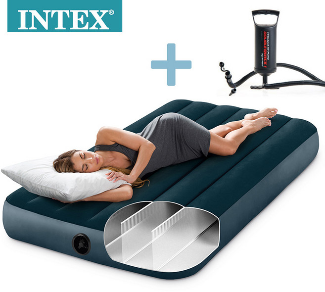 INTEX 인텍스 에어매트 듀라빔( 싱글 ) + 자동펌프, 듀라빔 에어매트 ( 싱글 ) + 가정용 전동펌프