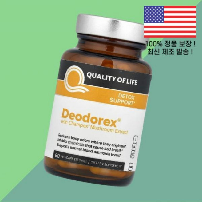 삶의 데오도렉스 샴펙스 버섯 추출물 식물성 베지캡슐 60정 250mg Quality of Life Deodorex Champex Mushroom Extract 60 Vegica, 1개