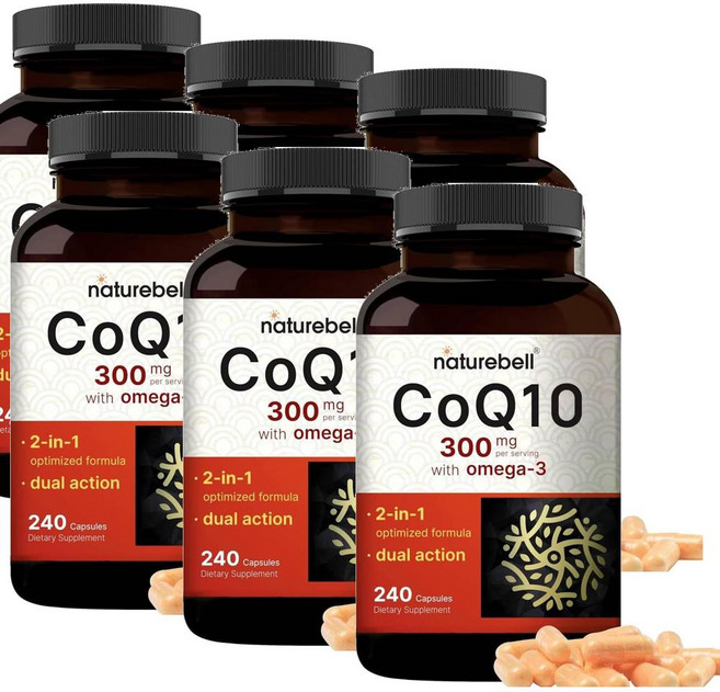 네이처벨 코큐텐 유비퀴논 300mg 위드 오메가3 캡슐 NatureBell CoQ10, 240정, 6개