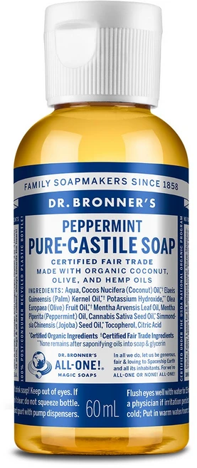 닥터브로너스 페퍼민트 퓨어 캐스틸 솝, 60ml, 1개 - 쿠팡