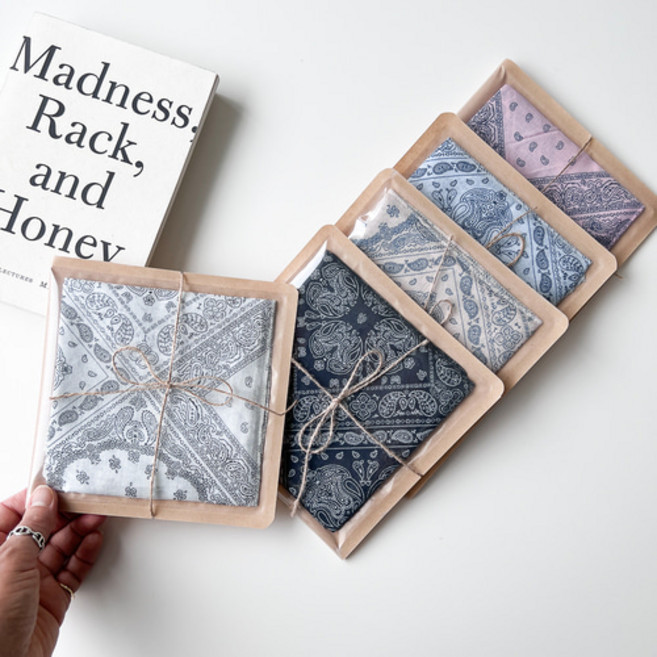 여성손수건 선물용 아사 면 100% 페이즐리 반다나 여성 여자 남성 남자 개별포장 국내생산