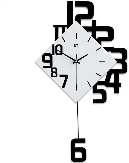 YAPOGI 패션 북유럽풍 현대 심플 무소음인테리어 벽시계, 화이트