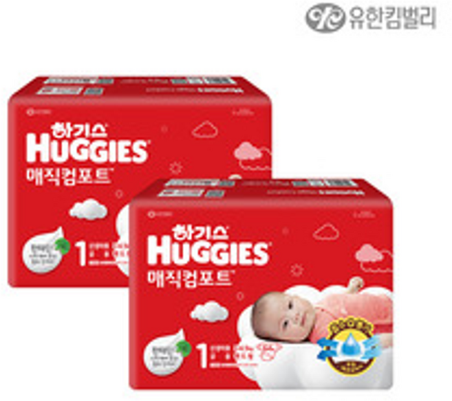 하기스 매직컴포트 NEW 밴드형 기저귀 남여공용, 1단계, 128매