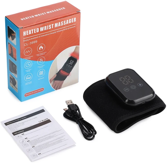 신형 전기 손목 보호대 조절 가능한 온열 진동 마사지 손목 통증 건초염 보호 밴드 손목 보호 도구, 01 빠른, 01 1 pcs 2000mAH
