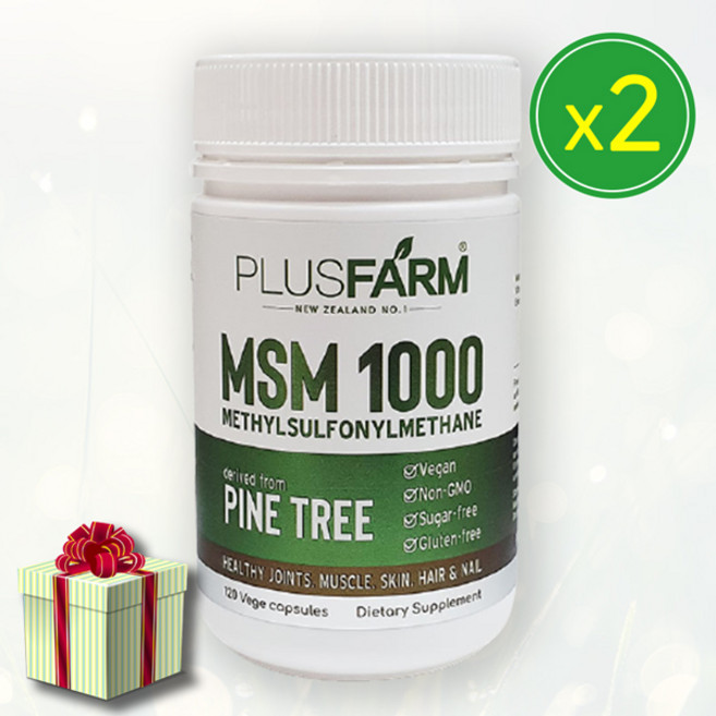 플러스팜 MSM 캡슐 천연 식이유황 엠에스엠 소나무추출 고함량 1000 mg 120정 (1-6개), 120 정, 2개