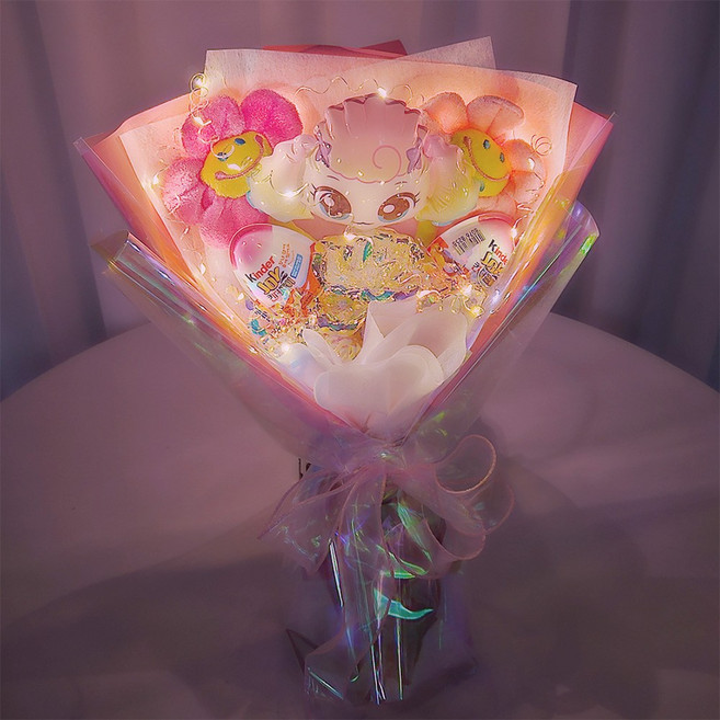 티니핑 홀로그램 LED 킨더조이 인형꽃다발, 포실핑