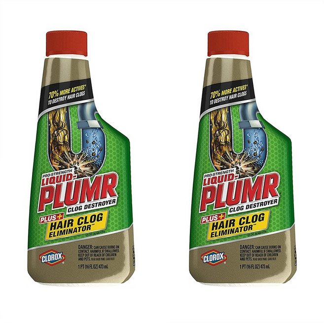 Liquid-Plumr Hair Clog Destroyer Clogs 리퀴드 플럼 머리카락 배수관 세정제 16oz(473ml) 2팩, 1개, 473ml