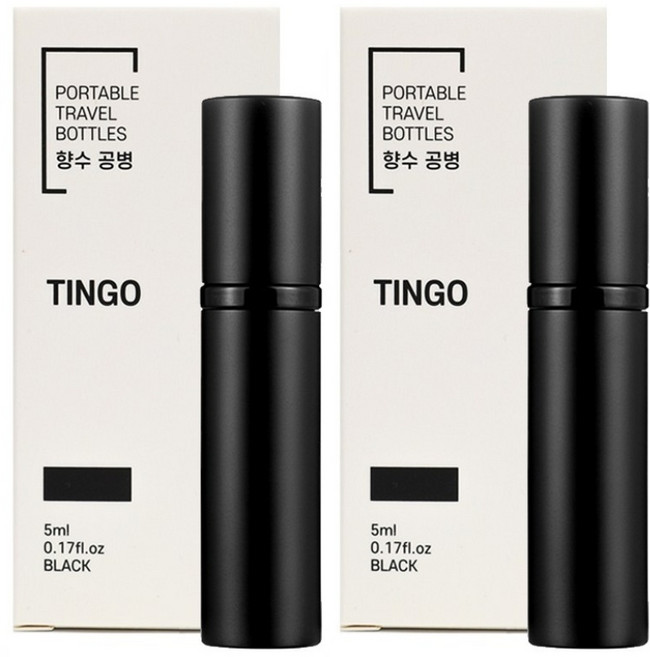 팅고 펌핑충전 향수공병 5ml, 블랙+블랙, 2개