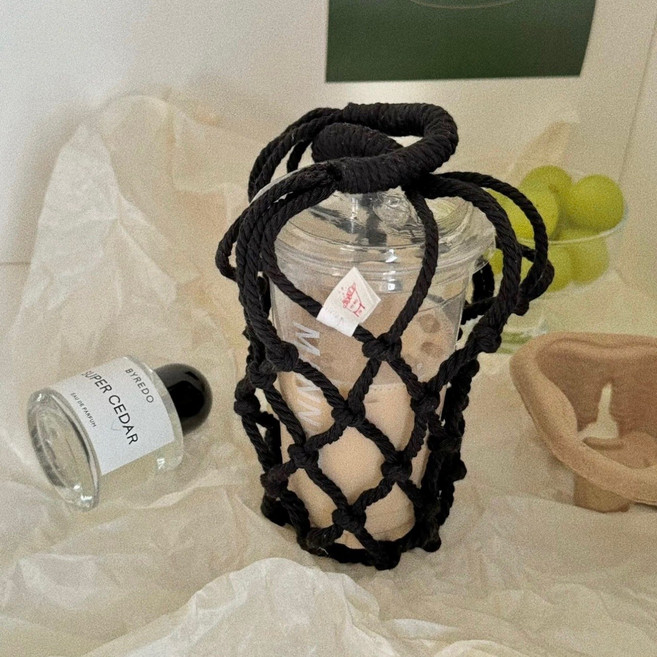 핸드메이드 매듭 드링크백 컵홀더 물병가방 그물가방 텀블러홀더 1개