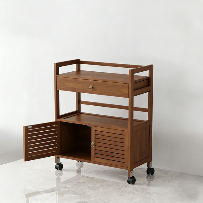 이동식 수납 트롤리 주방 카트 다용도 바퀴형, 2단, B02