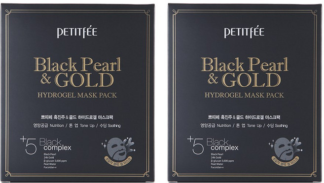 쁘띠페 흑진주 & 골드 하이드로겔 마스크팩 32g, 5개입, 2개