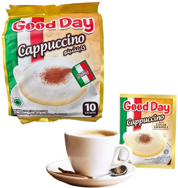 인도네시아 굿데이커피 카푸치노 Good Day Cappuccino Coffee, 25g, 1개, 10개입