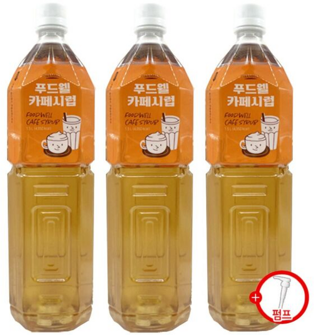 푸드웰 카페시럽 시럽펌프증정 카페시럽대용량 카페용시럽 업소용시럽 커피시럽 잘녹는시럽, 6개, 1.5L