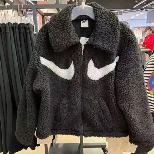 나이키 스우시 셰르파 플리스 뽀글이 후리스 자켓 집업 재킷 블랙 DD5621-010