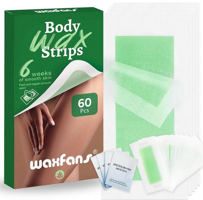 Waxfans Wax Strips for Hair Removal 52 Counts Facial Face Eyebrow Body Bikini Easy at Home Waxin, Green