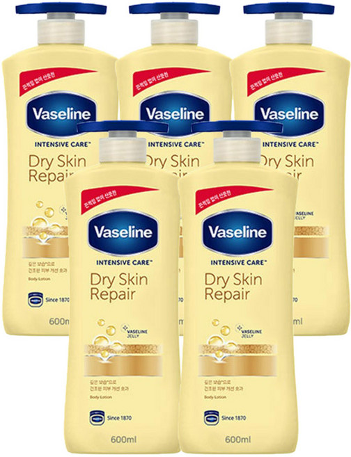 바세린 드라이 스킨 리페어 바디로션, 600ml, 5개