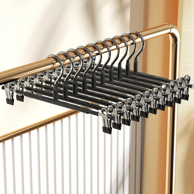 쿠빙홈 설렘뿜뿜 인테리어 논슬립 코팅 바지걸이 10개, 블랙