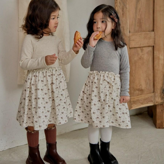 여아 봄 원피스 유아 아동 골지 프릴 원피스 생일 촬영 외출 유치원 등원룩 드레스 슈나