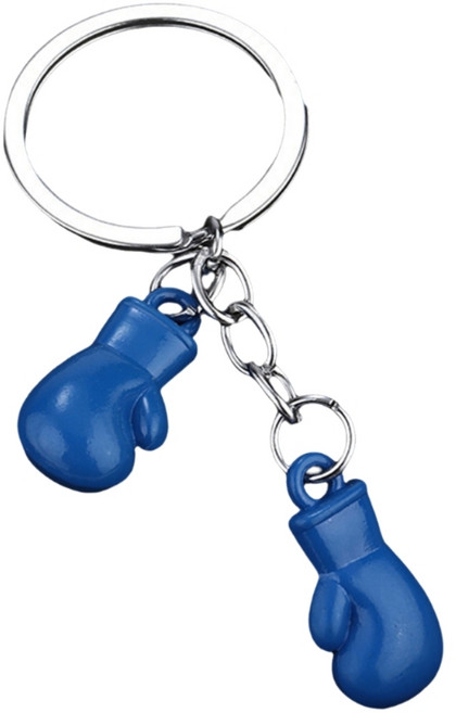 복싱 애호가와 운동선수를 위한 미니어처 복싱 글러브 열쇠고리 수제 키링 스포츠 테마 자동차 열쇠 펜던트, 파랑색, 1개